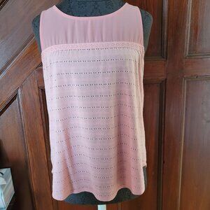 Papermoon Pink Sleeveless Tank Top With Lace Detail & Keyhole Back Womens S